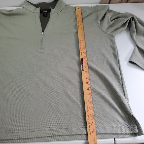 LL Bean Men 1/4 Zip Pullover Size XXL Green Long Sleeve Hiking Outdoors USA Made - Picture 9 of 11